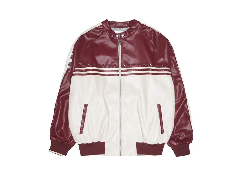 HTH faux leather switching blouson "BORDEAUX"