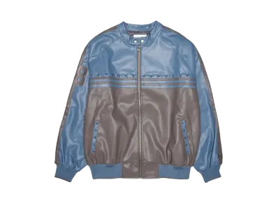 HTH faux leather switching blouson "BLUE"