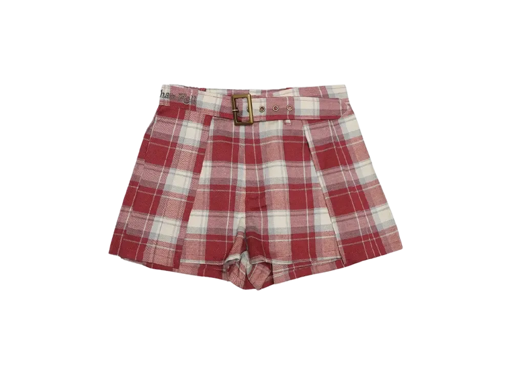 HTH 2way pleated shorts "RED CHECK"