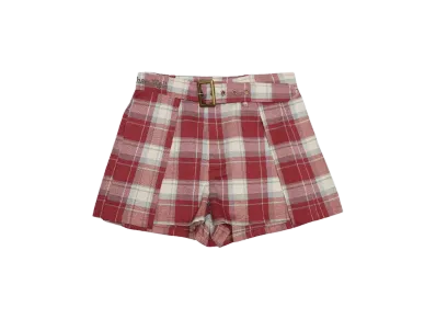 HTH 2way pleated shorts "RED CHECK"