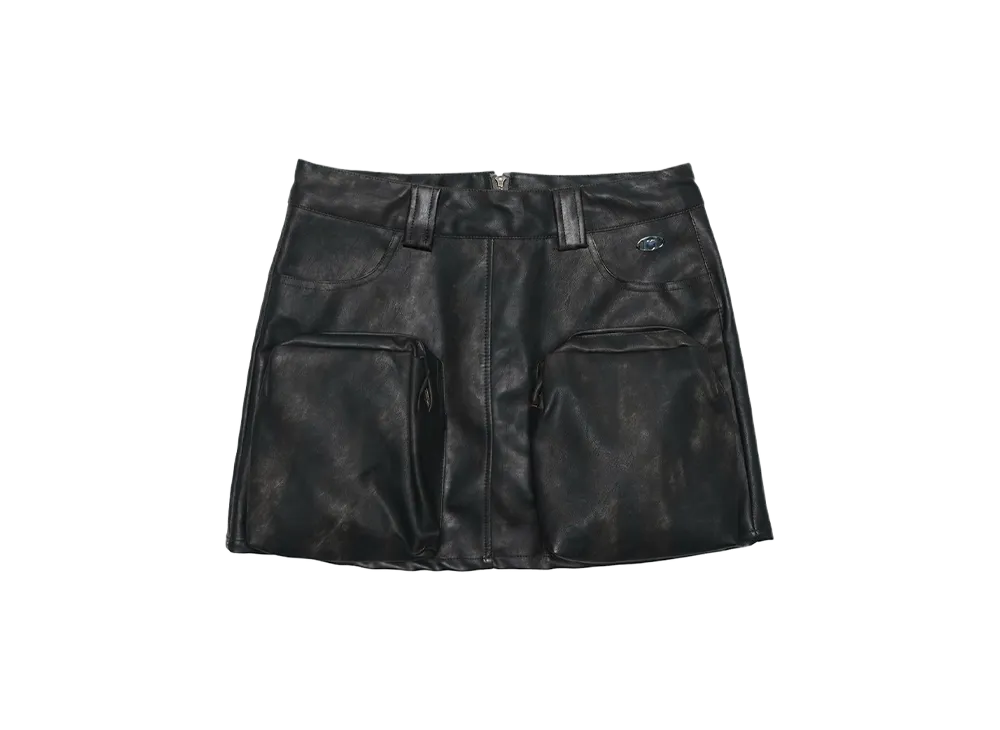 HTH faux leather mini skirt "CHARCOAL"