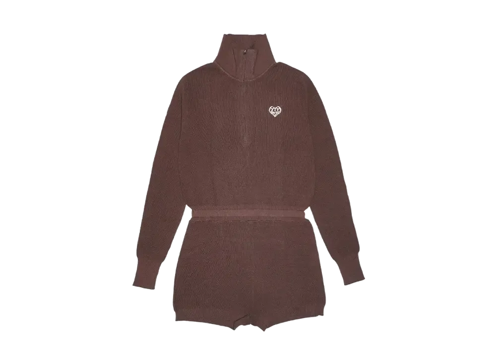 HTH knit romper op "BROWN"