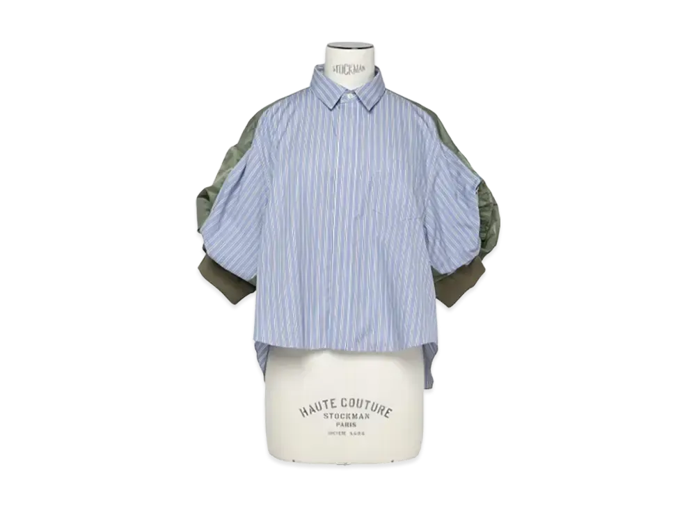 sacai Cotton Poplin x Nylon Twill Shirt "Light Blue Stripes"