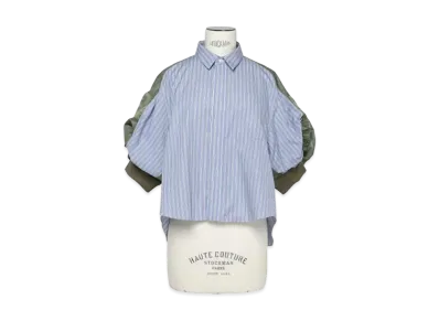 sacai Cotton Poplin x Nylon Twill Shirt "Light Blue Stripes"