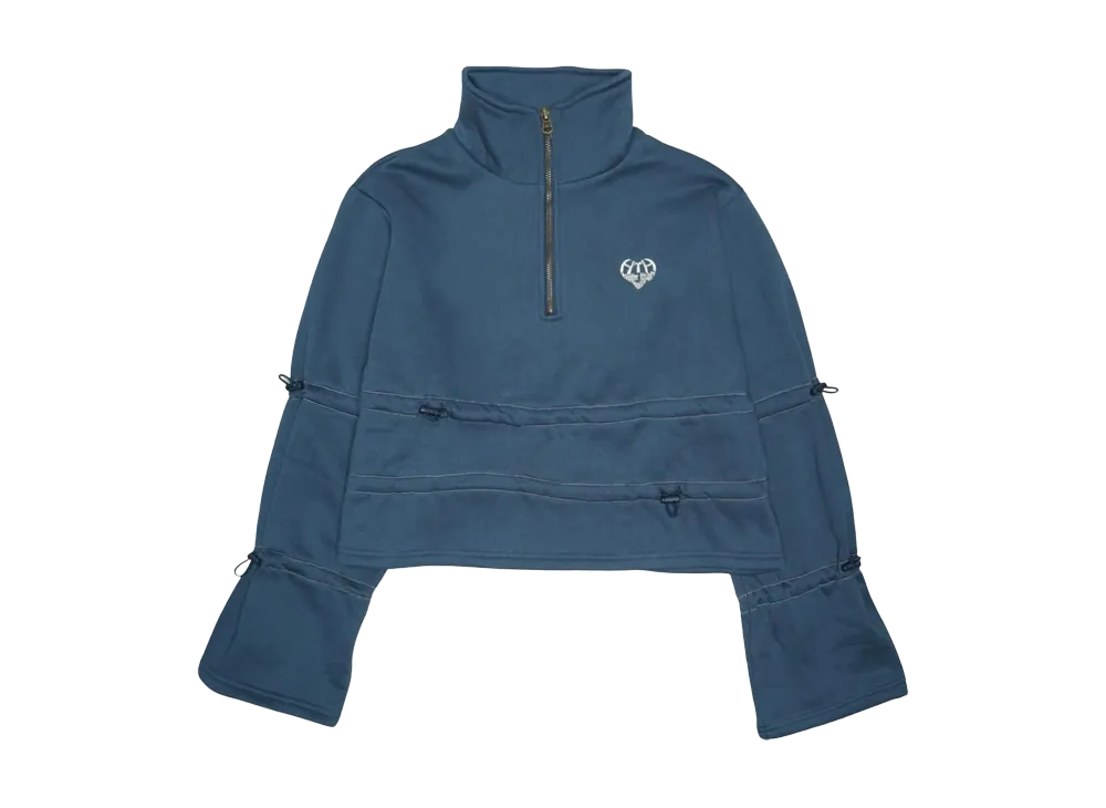 HTH Draw cord half zip sweat "BLUE"