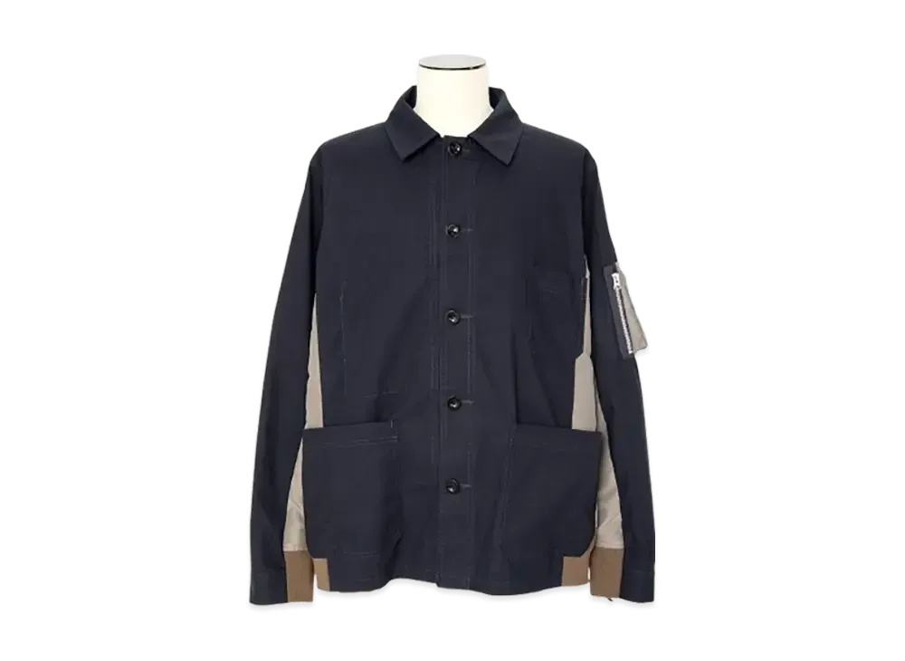 sacai Cotton Nylon Oxford Jacket "Navy/Taupe"