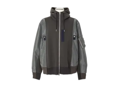 sacai Sponge Sweat x Nylon Twill Hoodie "Charcoal Gray/Charcoal Gray"