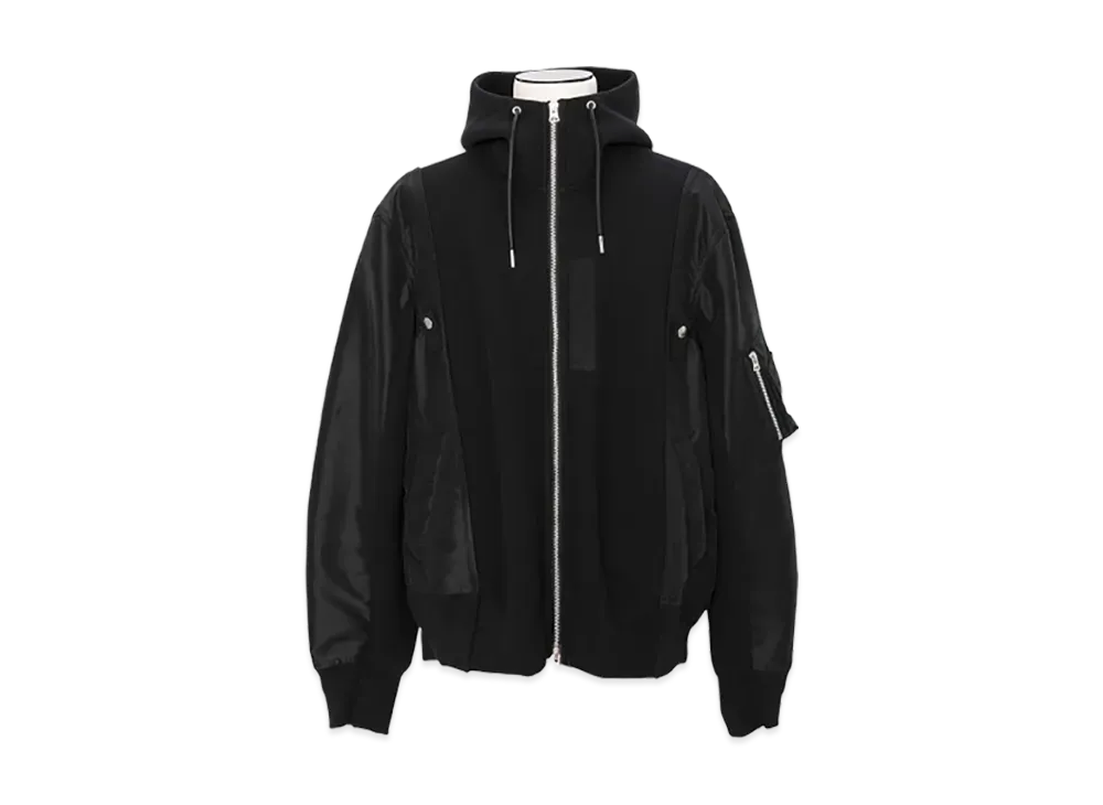 sacai Sponge Sweat x Nylon Twill Hoodie "Black/Black"
