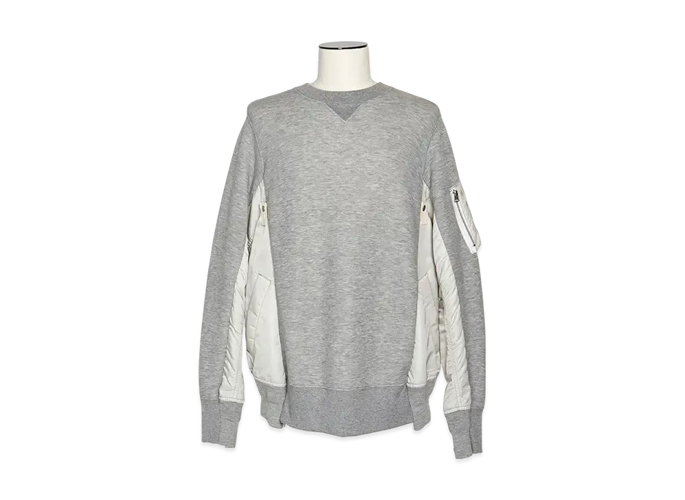 sacai Sponge Sweat x Nylon Twill Pullover "Light Grey/Light Grey"