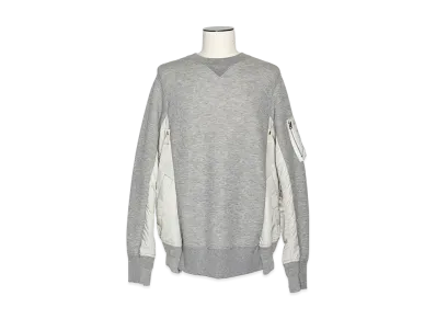 sacai Sponge Sweat x Nylon Twill Pullover "Light Grey/Light Grey"