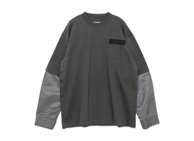 sacai Nylon Twill x Cotton Jersey L/S T-Shirt "Charcoal Gray/Charcoal Gray"