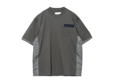 sacai Nylon Twill x Cotton Jersey T-Shirt "Charcoal Gray/Charcoal Gray"