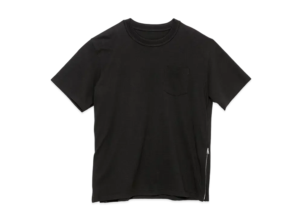サカイ サイド ジップ コットン Tシャツ "ブラック"