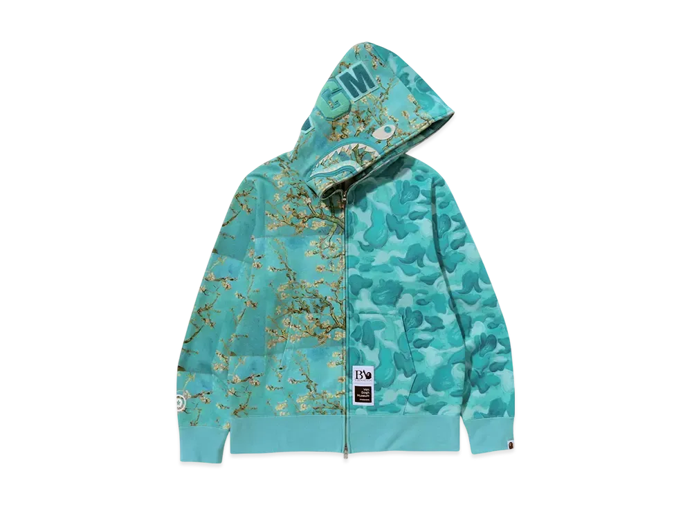 A BATHING APE x Van Gogh Museum Shark Full Zip Hoodie "Sax"