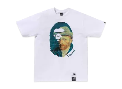 A BATHING APE x Van Gogh Museum Ape Head Canvas Art Tee "White"