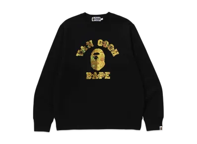 A BATHING APE x Van Gogh Museum College Crewneck Sweatshirt "Black"