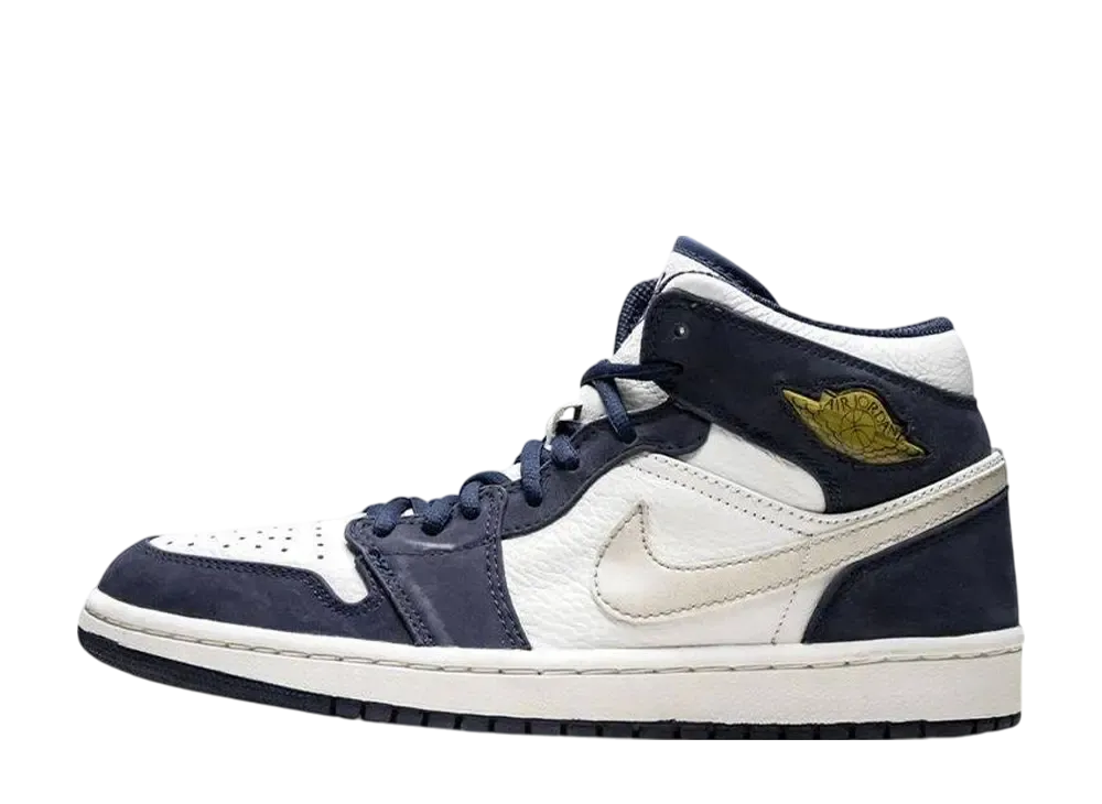 ナイキ エアジョーダン1 レトロ "ホワイト/メタリックシルバー/ミッドナイトネイビー"