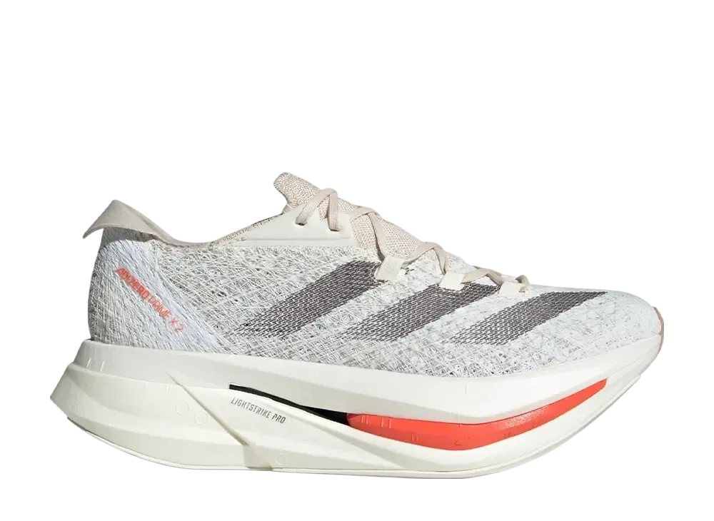 アディダス アディゼロ プライムX 2.0 ストラング "オフホワイト/グレーストレータ/セミインパクトオレンジ"