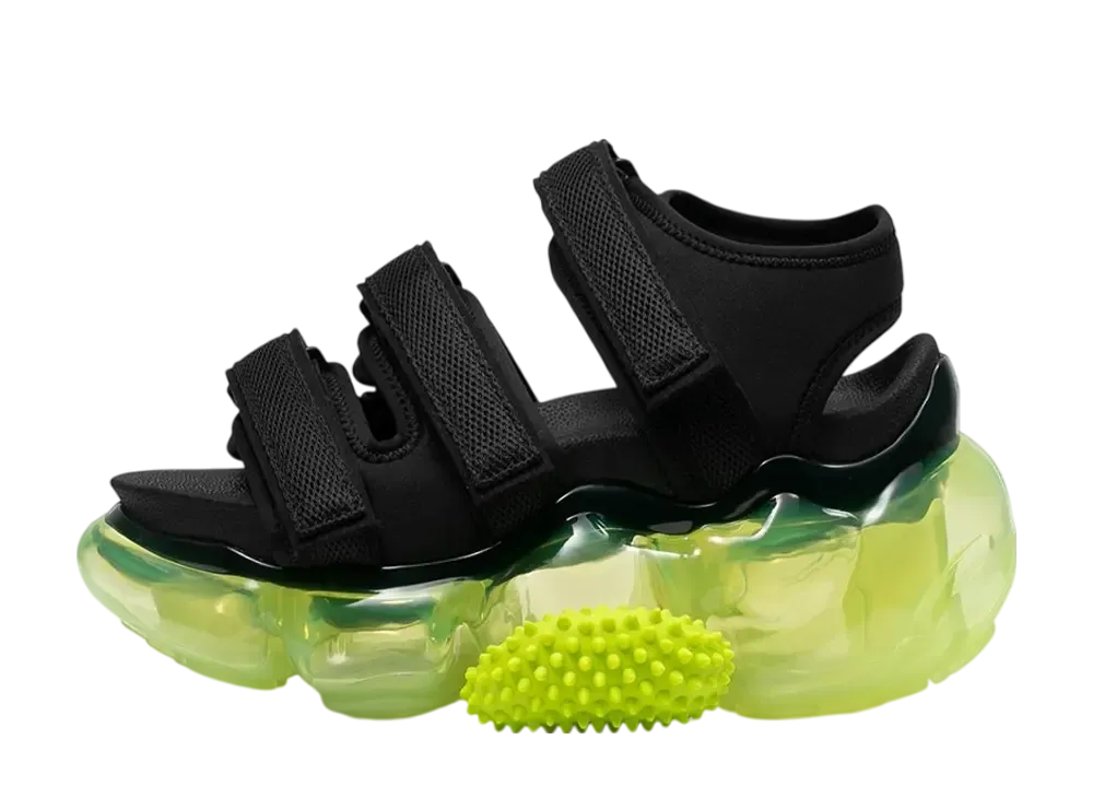 グラウンズ ウィメンズ ムーピー キャタピラー サンダル "ブラック/ネオンイエロー"