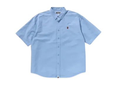 A BATHING APE Line Camo Jacquard One Point Oxford Ss Shirt "Blue"