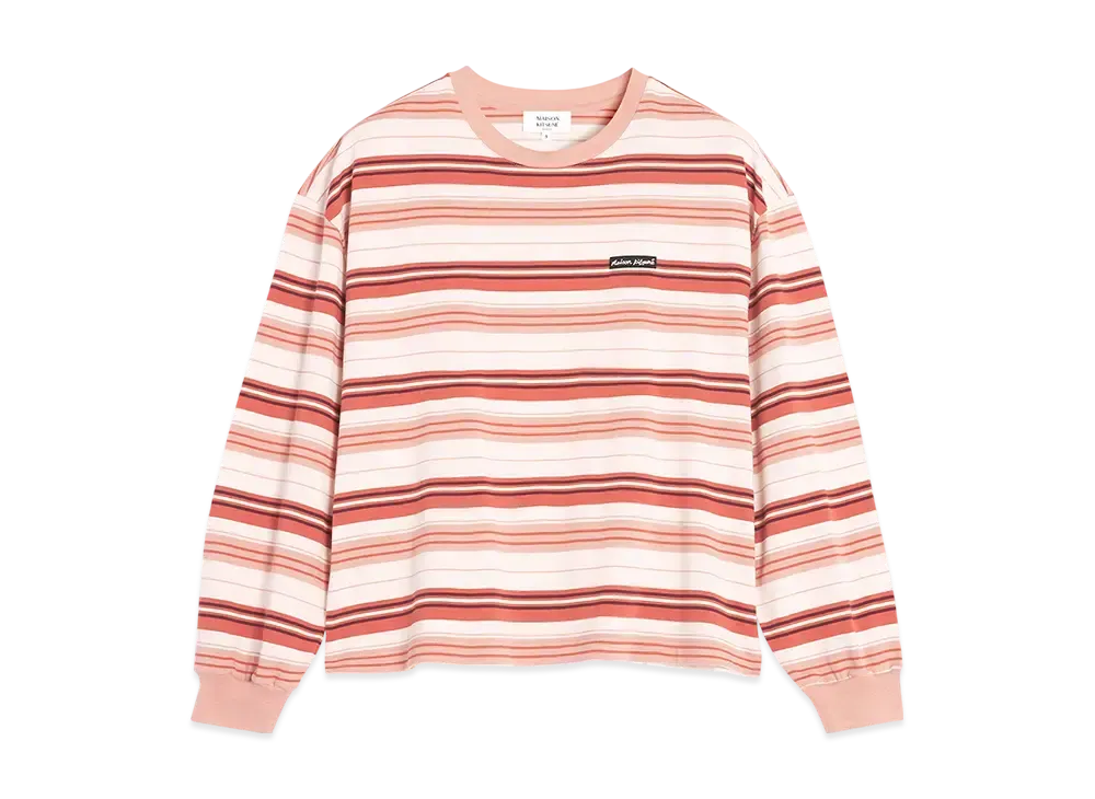 Maison Kitsune Label Multi Stripe T-shirt "Porcelaine Pink"