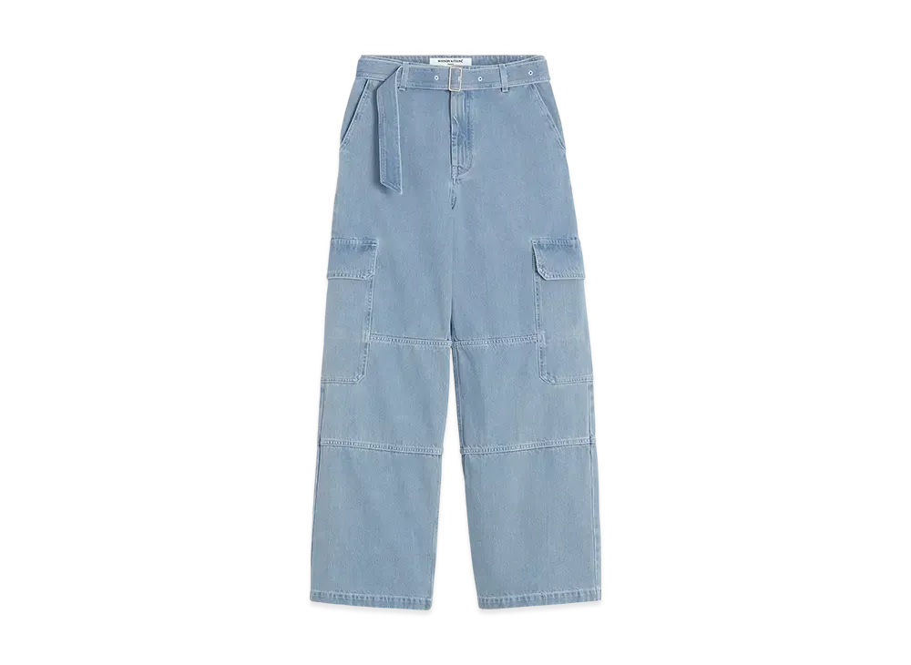 Maison Kitsune Belted Utility Denim Pants "Bleached Indigo"