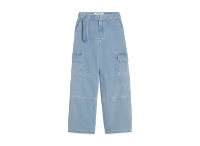 Maison Kitsune Belted Utility Denim Pants "Bleached Indigo"