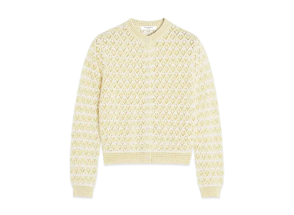 Maison Kitsune Stripe Lace Knit Crochet Cardigan "Harvest/Milk Stripes"