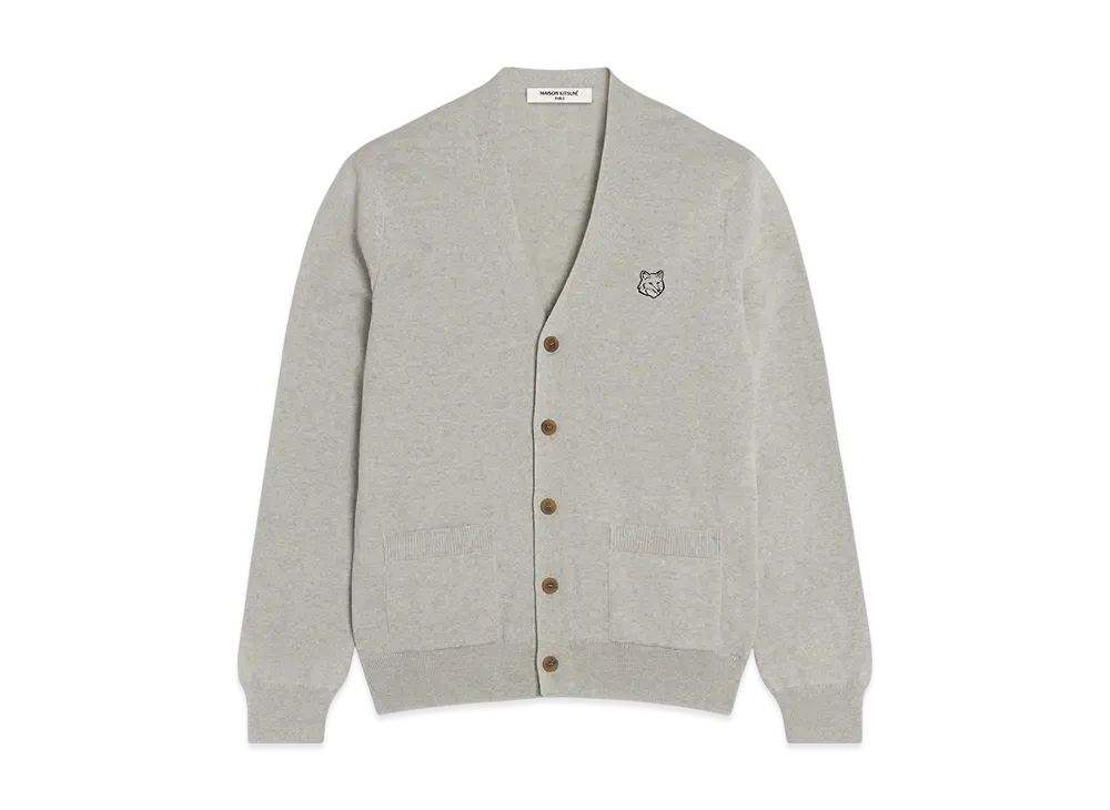 Maison Kitsune Bold Fox Head Patch Regular Cardigan "Light Grey Melange"
