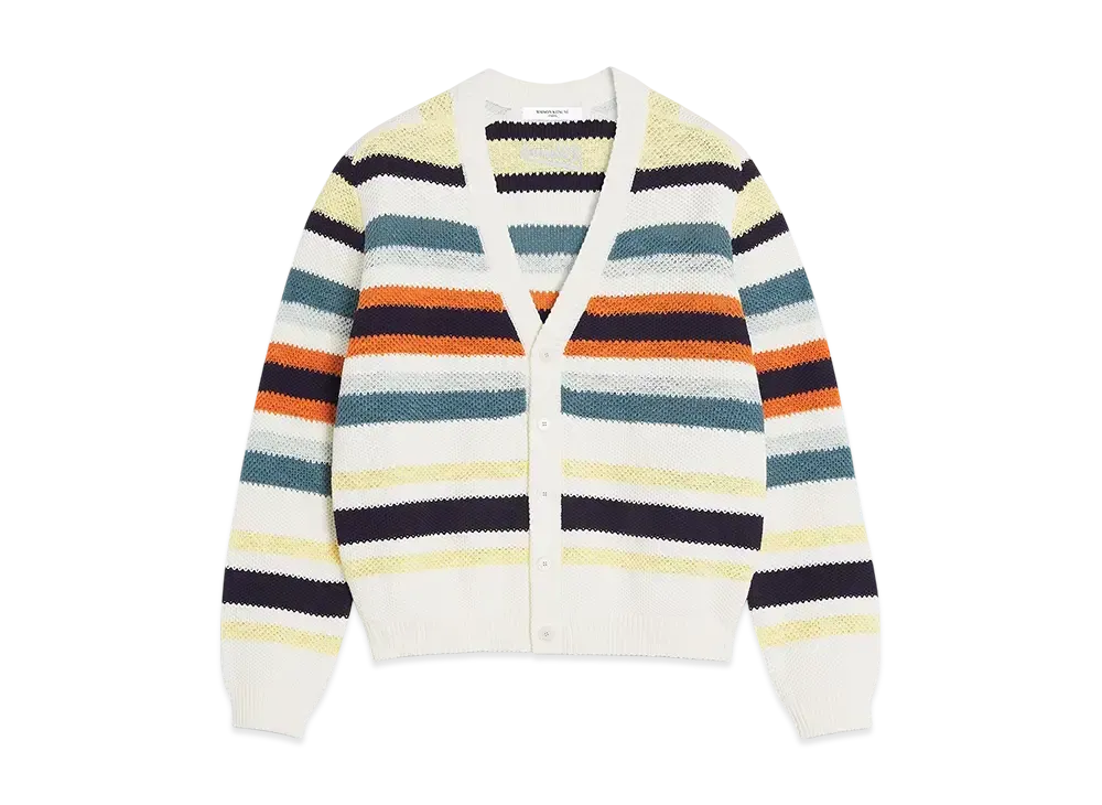 Maison Kitsune Comfort Stripe Cardigan "Ecru/Multi Stripes"