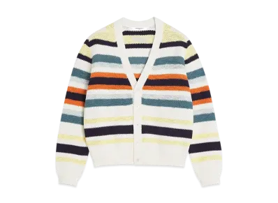 Maison Kitsune Comfort Stripe Cardigan "Ecru/Multi Stripes"