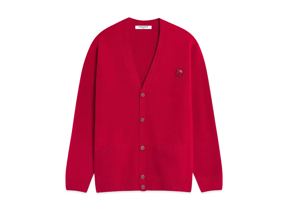Maison Kitsune Bold Foxhead Regular Cardigan "Ruby Red"