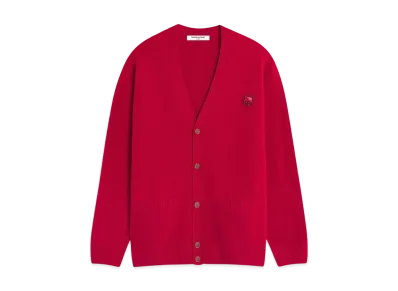Maison Kitsune Bold Foxhead Regular Cardigan "Ruby Red"