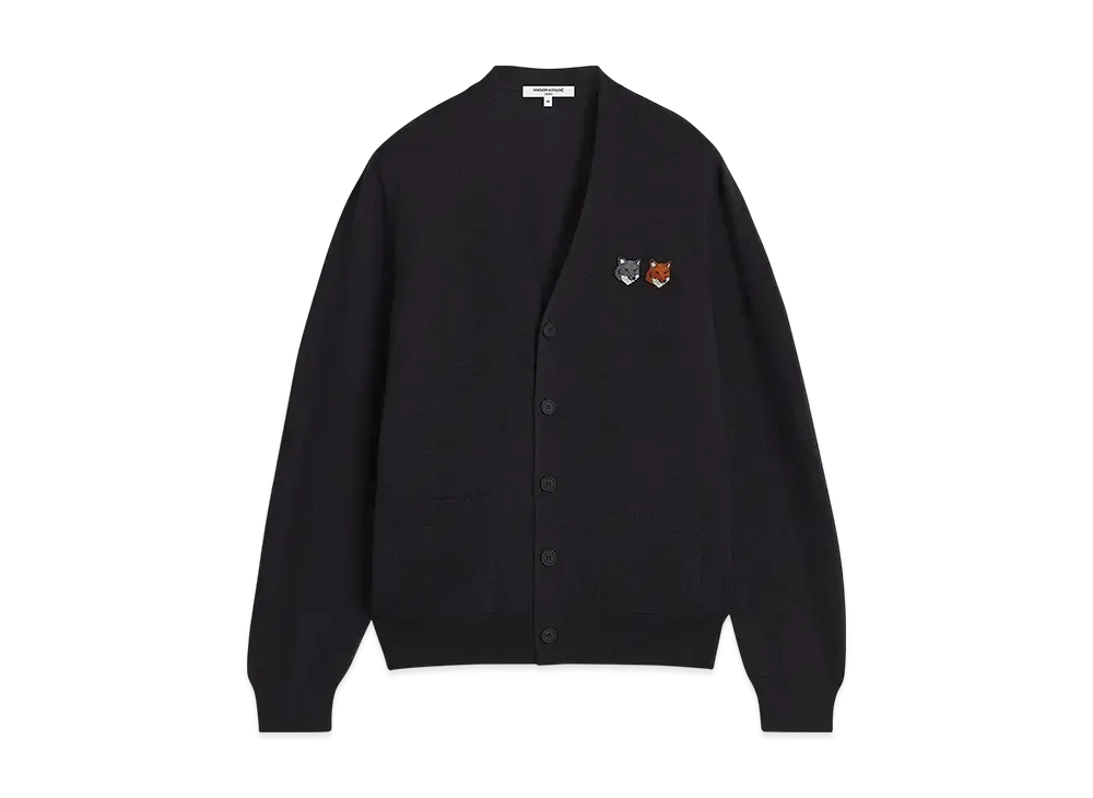 Maison Kitsune Double Bold Fox Head Patch Regular Cardigan "Anthracite"