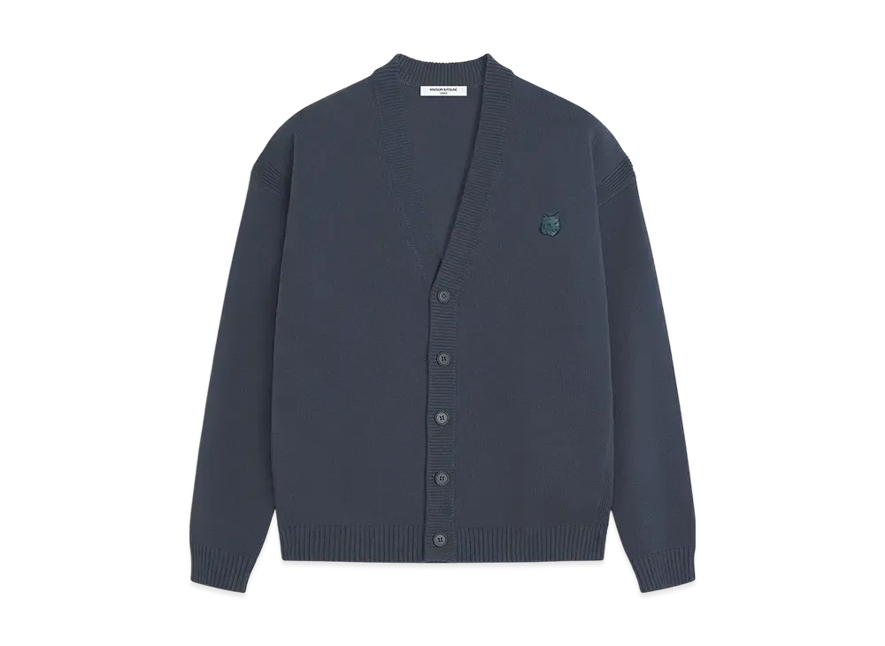 Maison Kitsune Bold Fox Head Patch Comfort Cardigan "Slate Grey"