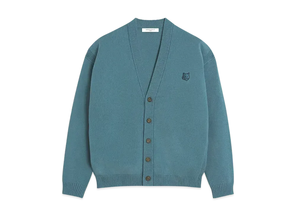 Maison Kitsune Bold Fox Head Patch Comfort Cardigan "Soft Teal"