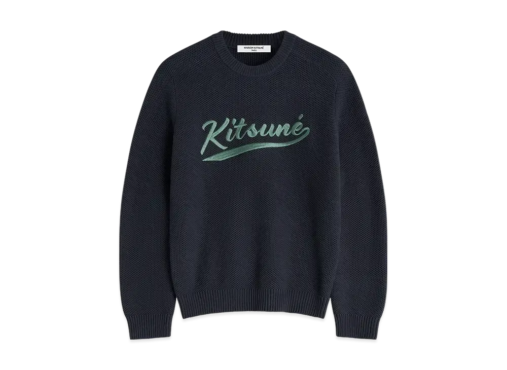 Maison Kitsune Varsity Embroidery Mesh Jumper "Slate Grey"