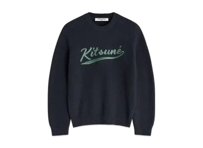 Maison Kitsune Varsity Embroidery Mesh Jumper "Slate Grey"