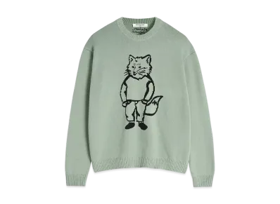 Maison Kitsune Dressed Fox Intarsia Jumper "Vert De Gris"
