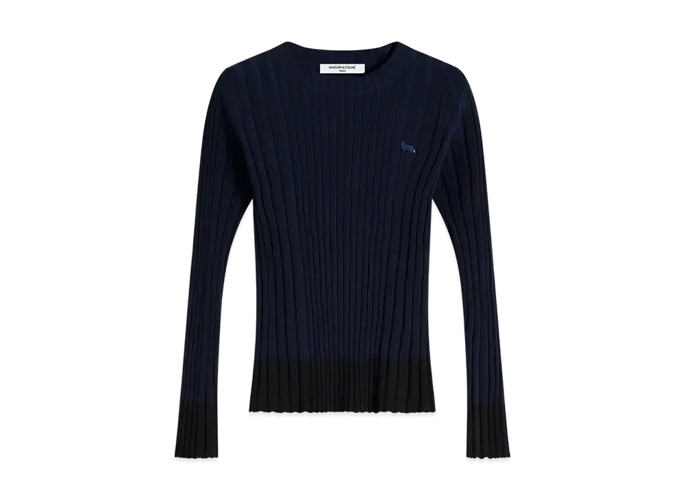 Maison Kitsune Baby Fox Patch Pleats Rib Jumper "Ink Blue"