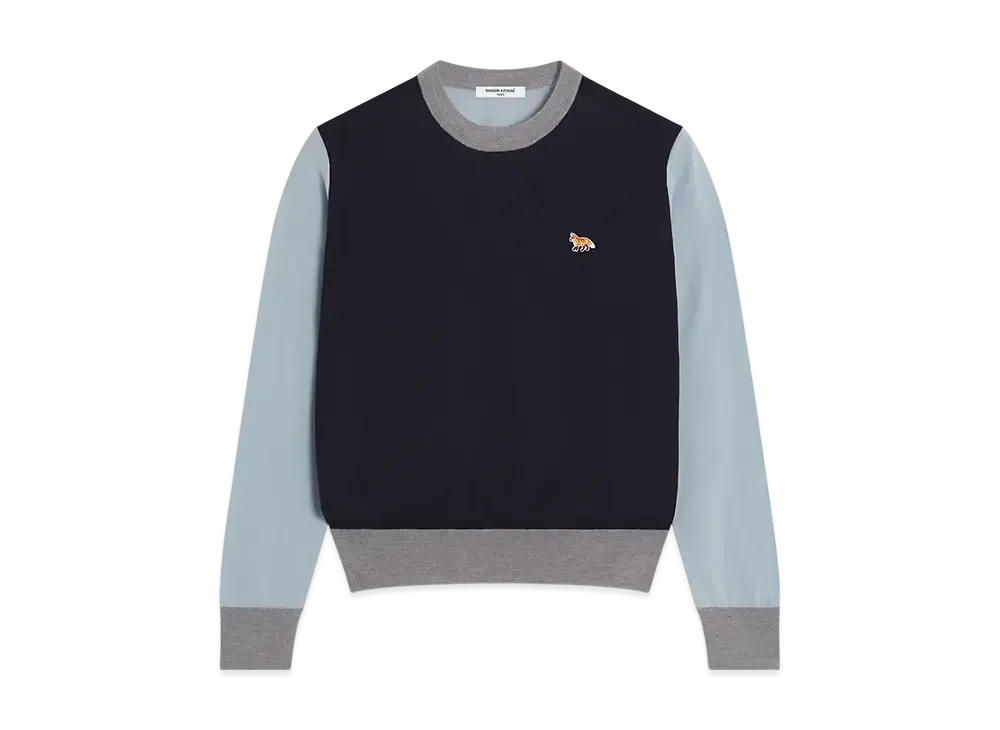 Maison Kitsune Baby Fox Patch Color Block Jumper "Navy"