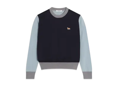 Maison Kitsune Baby Fox Patch Color Block Jumper "Navy"