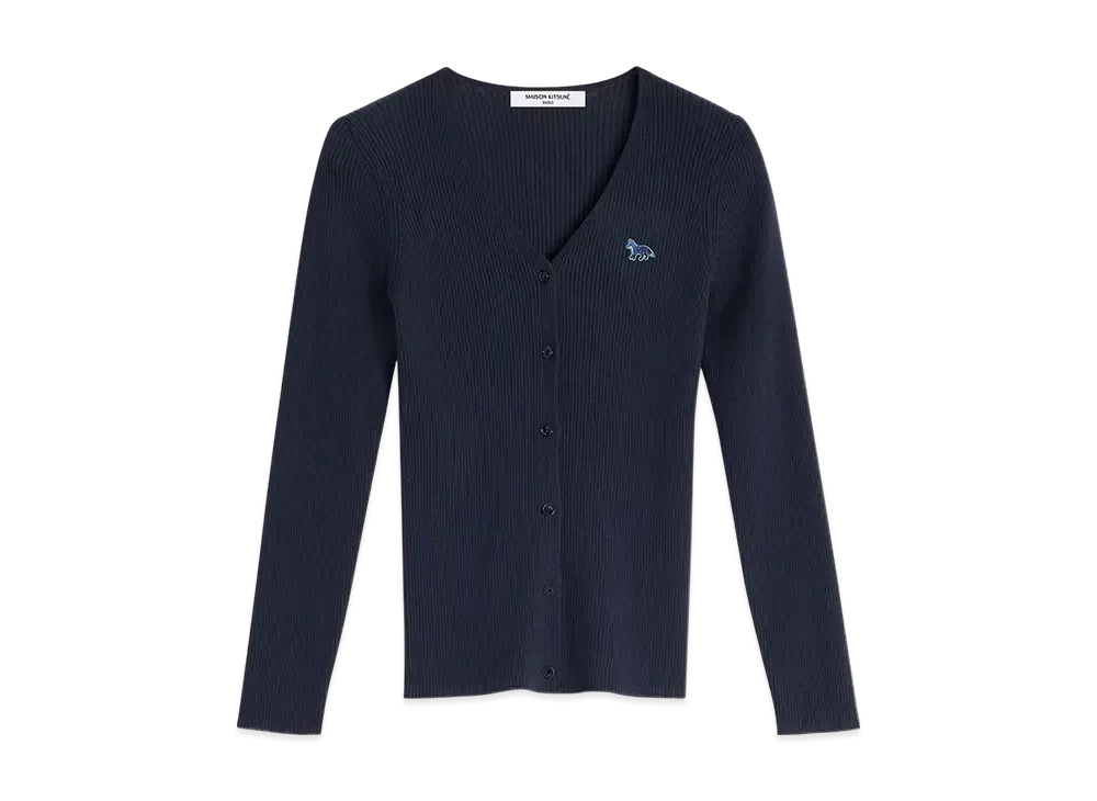 Maison Kitsune Baby Fox Patch Fine Rib Cardigan "Navy"