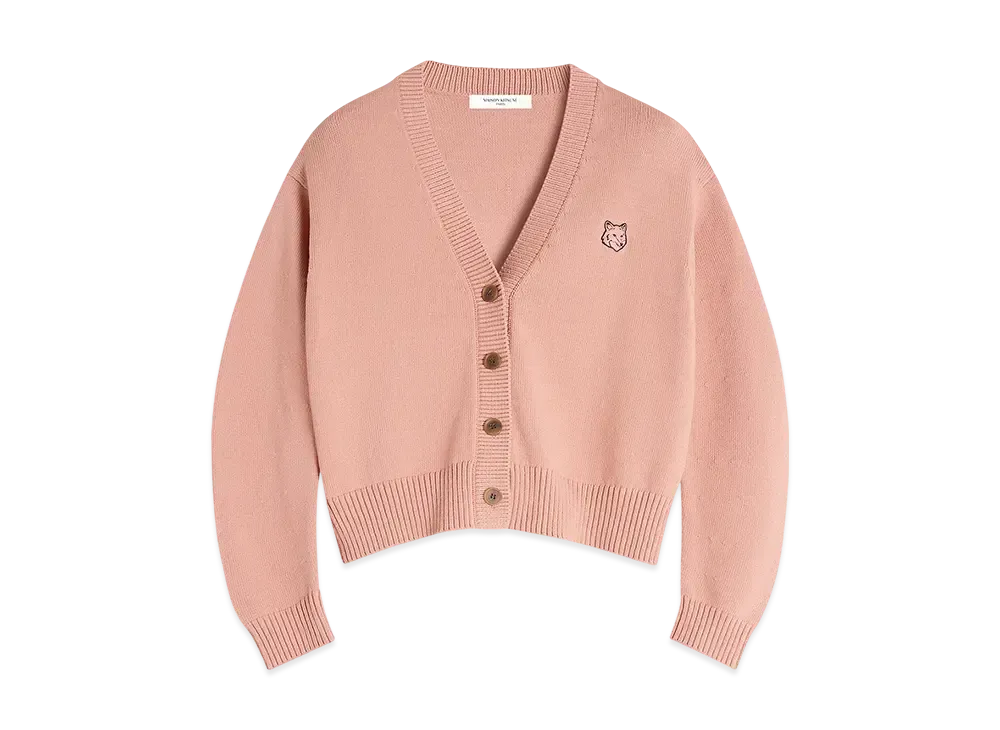Maison Kitsune Bold Fox Head Patch Comfort Cardigan "Porcelaine Pink"