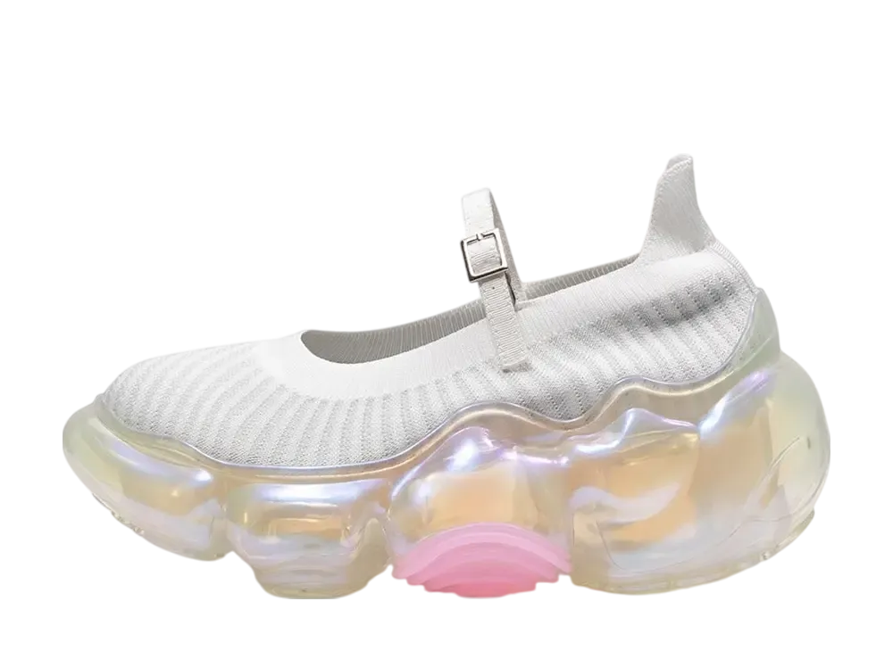 グラウンズ ウィメンズ ムーピー ニット パンプス "ホワイトグレー/オーロラ"