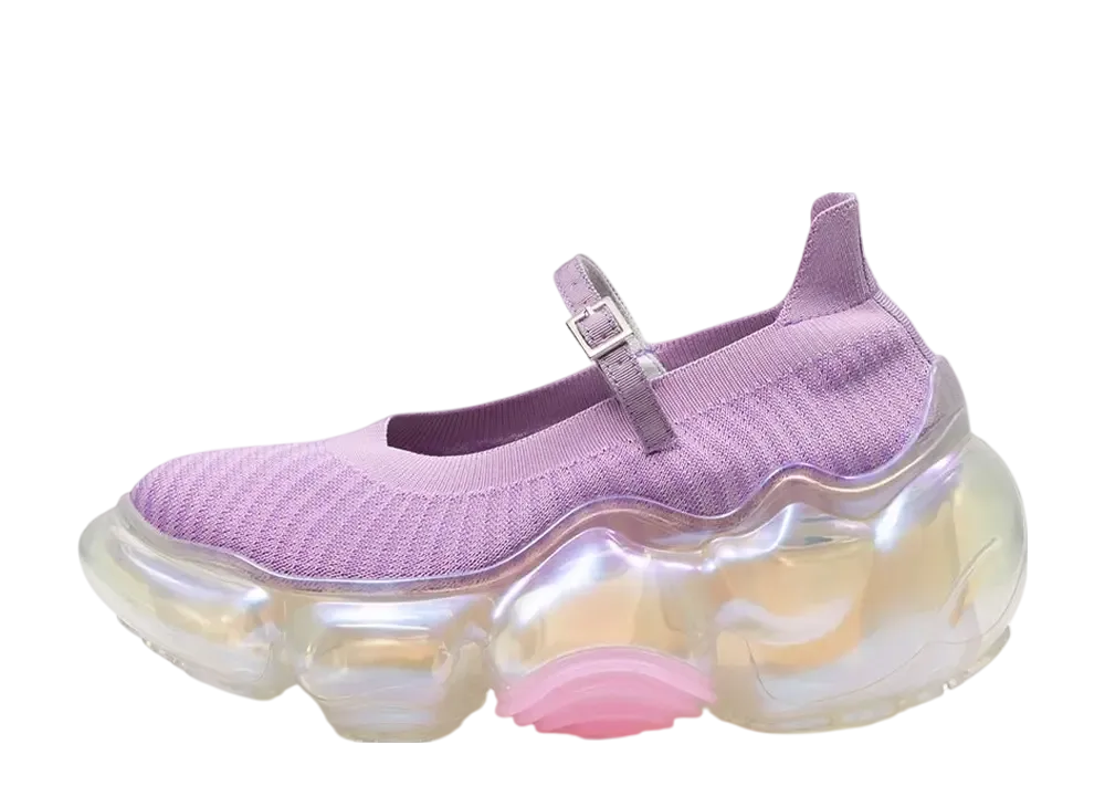 グラウンズ ウィメンズ ムーピー ニット パンプス "ライトパープル/オーロラ"