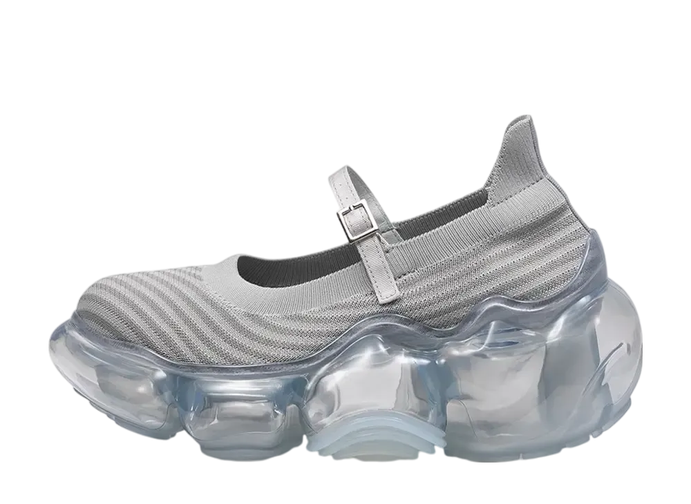 グラウンズ ウィメンズ ムーピー ニット パンプス "グレー/アイスグレー"