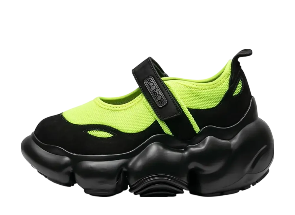 グラウンズ ウィメンズ ムーピー メリージェーン "ネオンイエローブラック/ブラックソリッドマット"