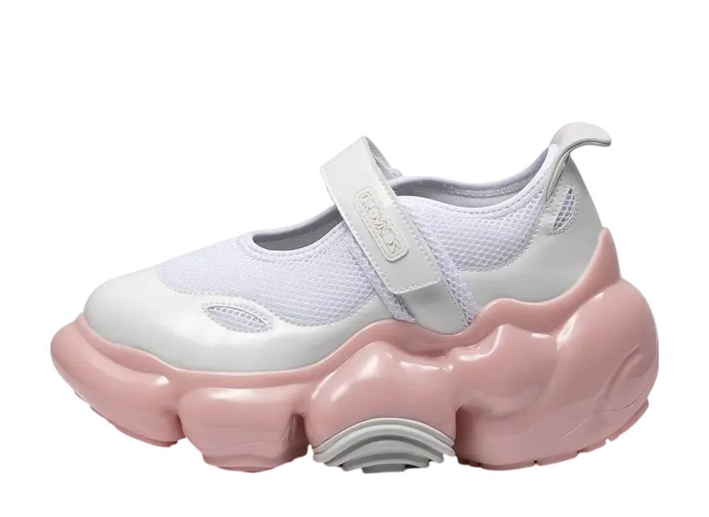 グラウンズ ウィメンズ ムーピー メリージェーン "ホワイトエナメル/ピンクソリッド"