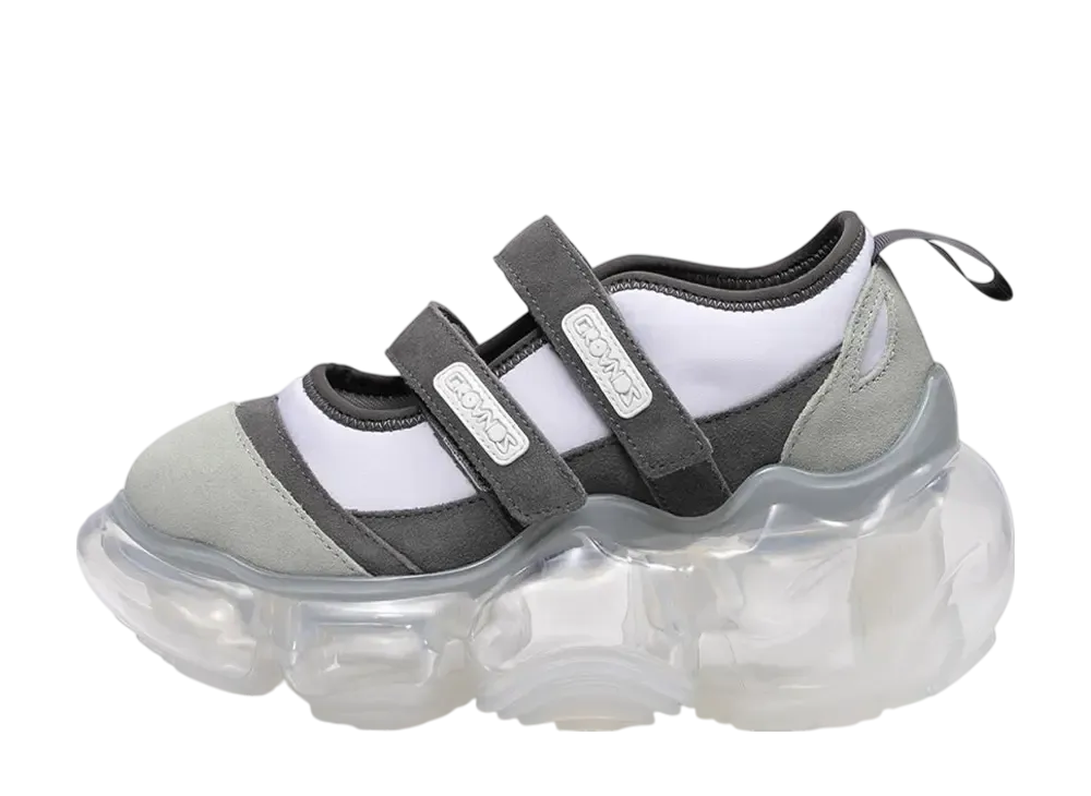 グラウンズ ウィメンズ ムーピー メリージェーン ダブル "ホワイトグレー/クリア"